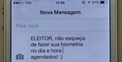 Mensagem celular. Lembrete ao eleitor