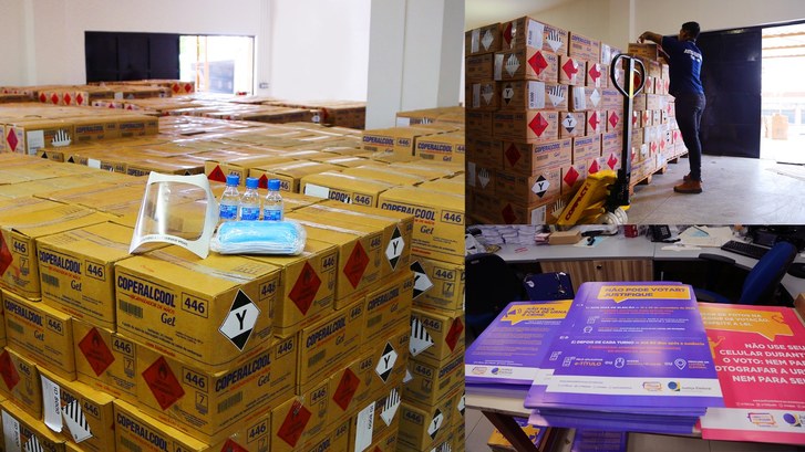 TRE-AM recebe os EPIs para as Eleições 2020 Equipe do TRE-AM recebeu a carga e fará a separação e logística para cada município