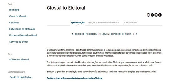 TRE-PB Glossário Eleitoral TSE Glossário Eleitoral Brasileiro explica ao cidadão significado de termos usados na Justiça Eleitoral